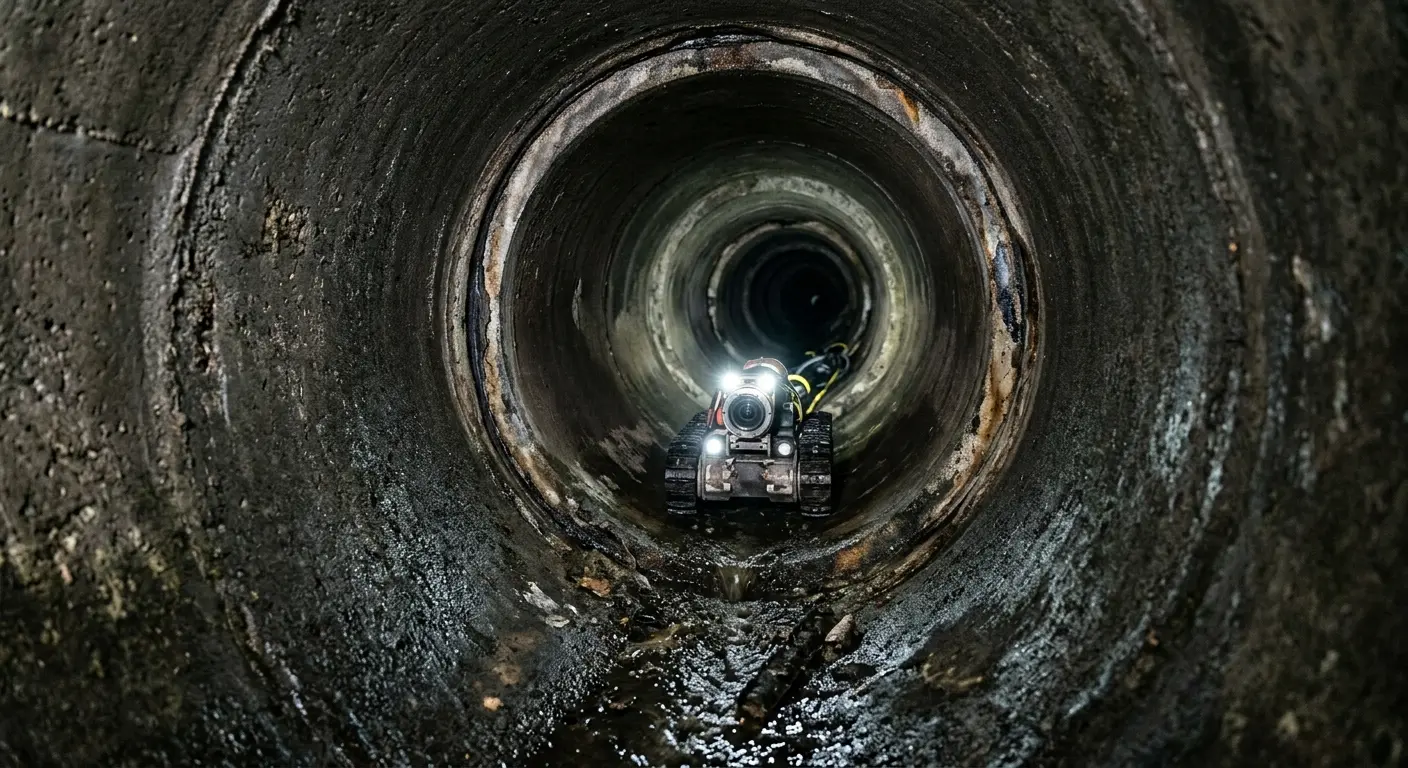 Robotic sewer camera inspecting pipe interior for Sewer Line Repair in Woodbury